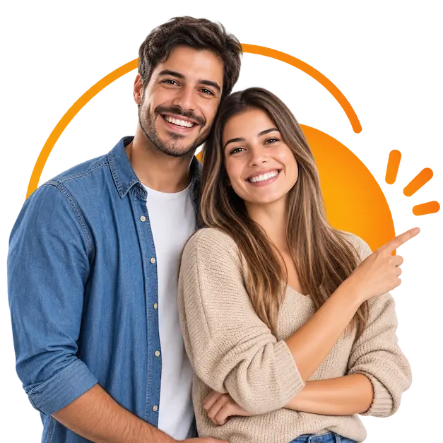 Pareja sonriendo, acompañamiento de la mutual